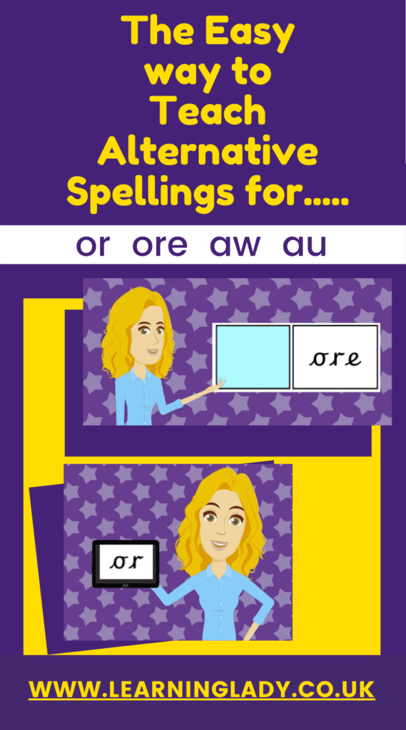 alternative spellings for the or phonics sound in phase 5
