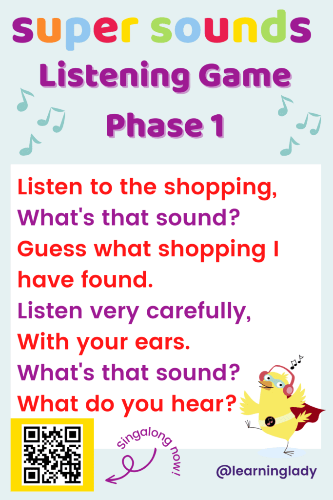 Listen to the shopping song words and QR code to tune