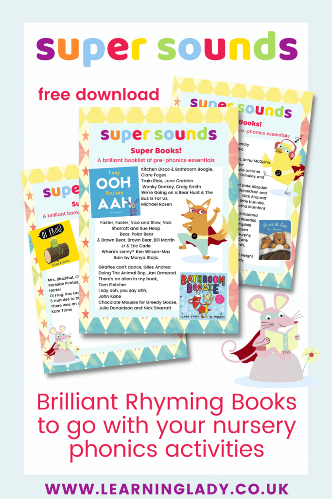 The images inside a free download of rhyming books to support your nursery phonics activities with 2,3 and 4 year olds
