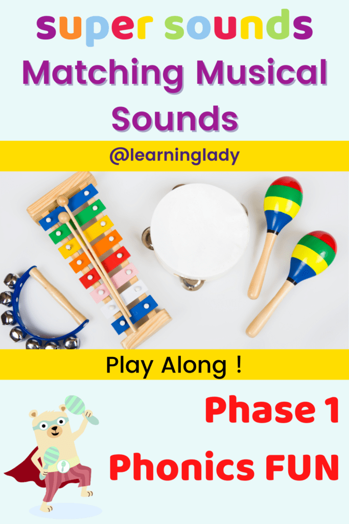 A set of preschool musical instruments ready to use for for phase 1 phonics