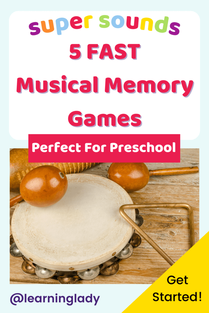 a collection of preschool musical instruments are laid out to play preschool musical activities