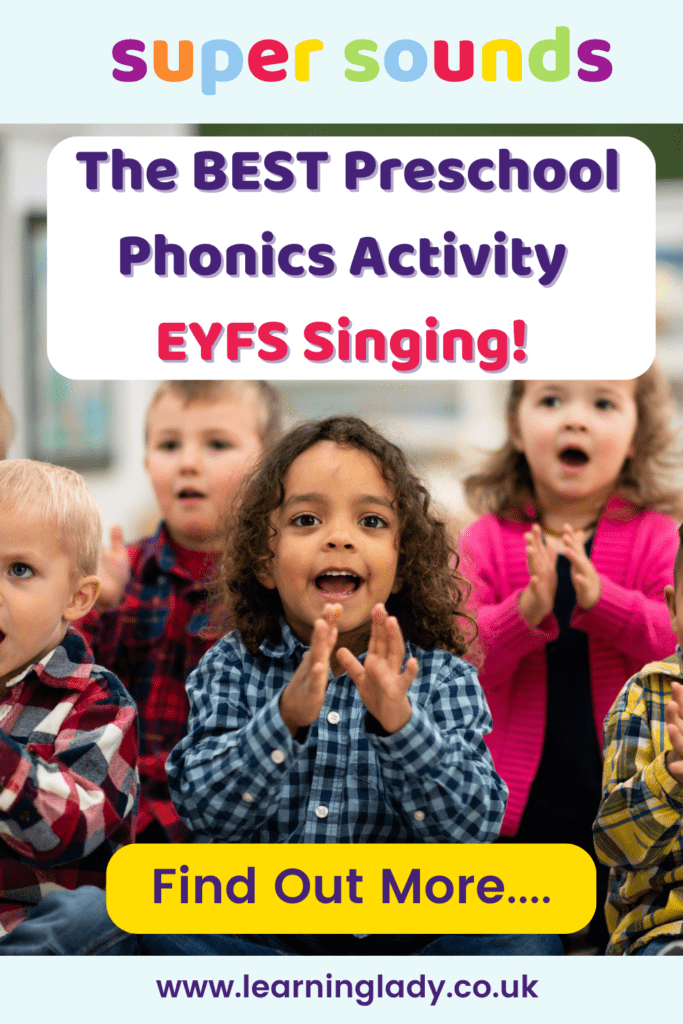 preschool children sit together singing as part of a successful phonics activity eyfs