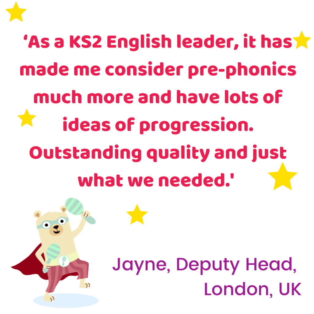 A testimonial for ready for reading, letters and sounds Phase 1online training