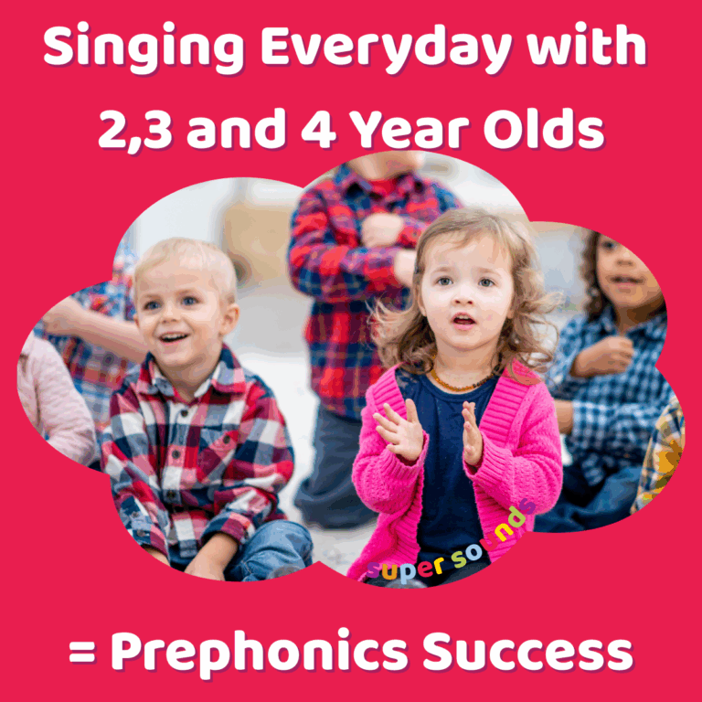 Preschoolers are singing an action song to develop prephonics skills in preschool