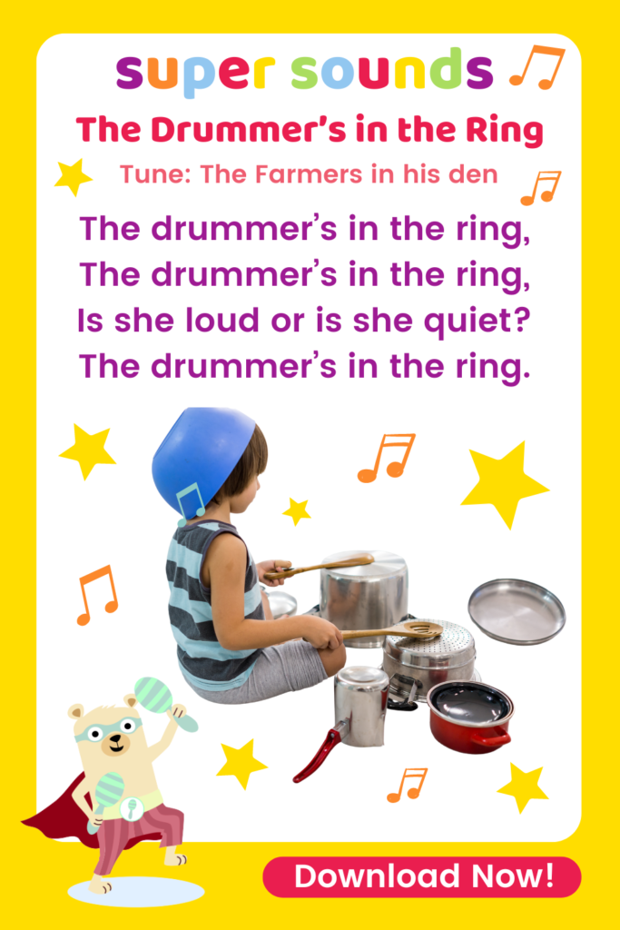 ‘The Drummer is in the ring?’ song words for sung to the tune of The farmer is in his den.