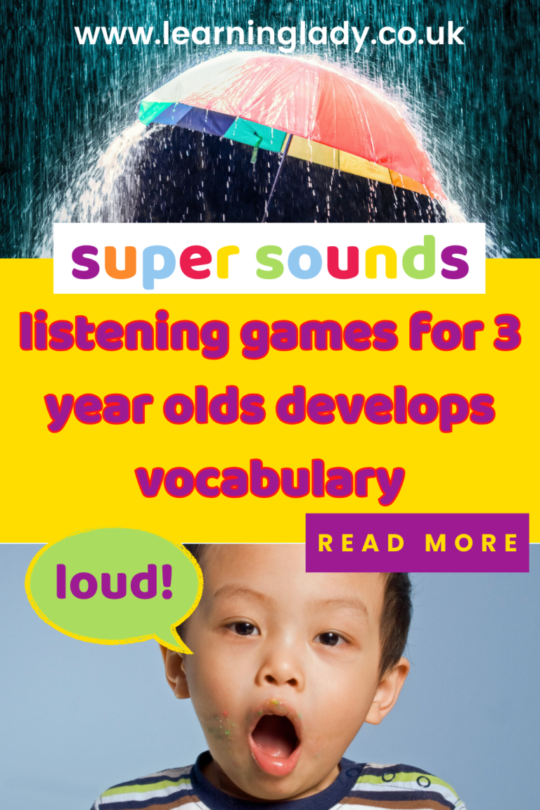 listening games for 3 year olds involving listening to loud sounds are illustrated as a preschooler listens to the rain