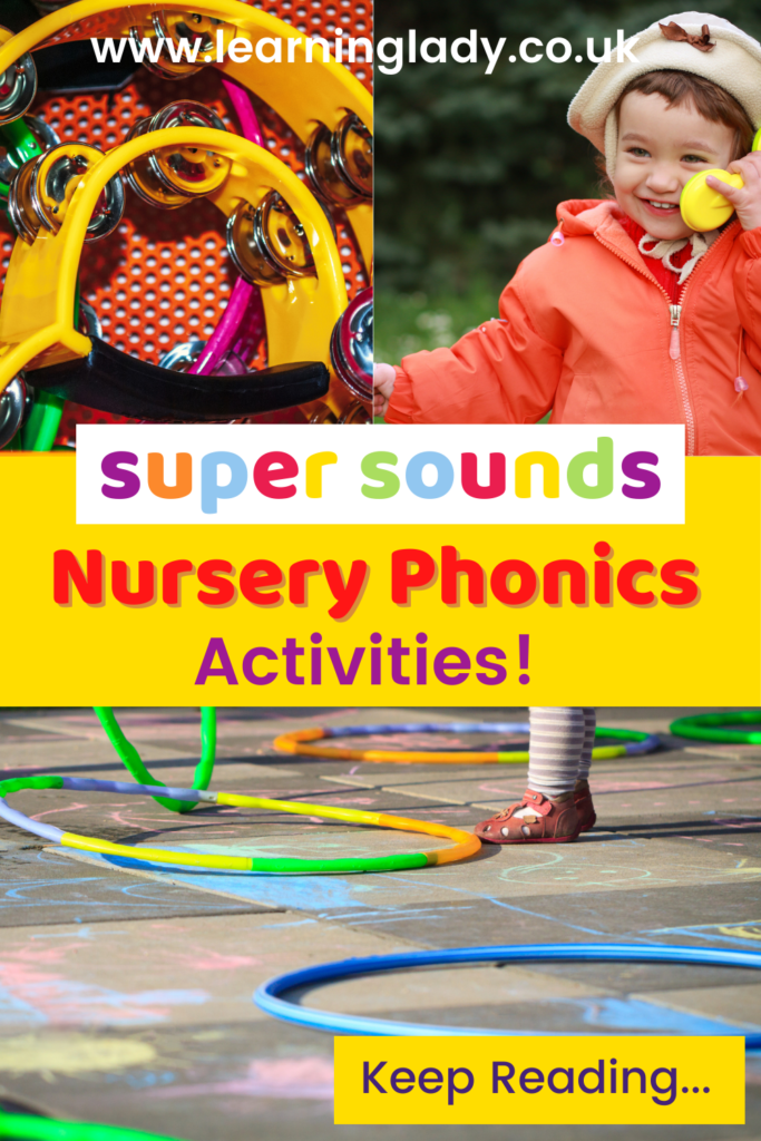 nursery phonics outdoor games with hoops and outdoor resources