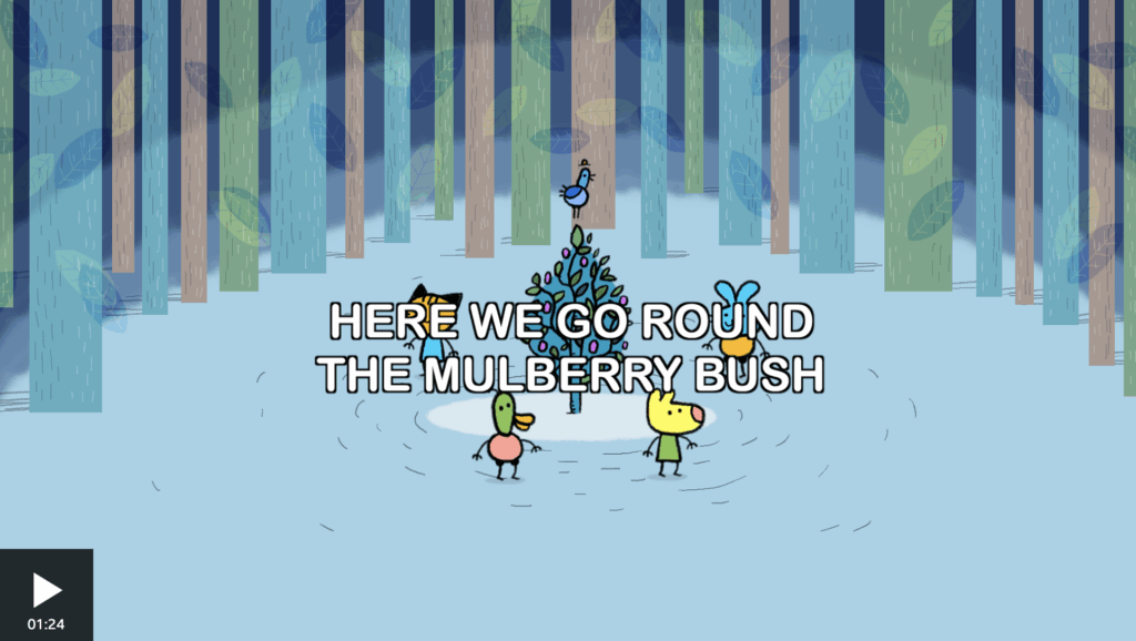 An image of the action song Here We Go Round The Mulberry Bush